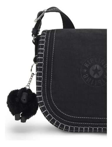 Bolsa Kipling Nowel Color Black Noir S25 Diseño De La Tela Lisa