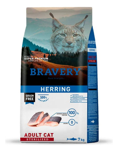 Alimento Para Gatos Bravery Herring Adult Cat Sterilized 2kg