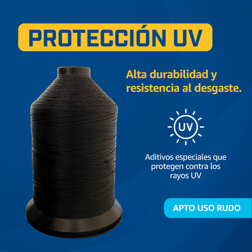 Kit 2 Hilo Para Malla Sombra Lona Aditivos Rayos Uv 4000 Mts Color Negro