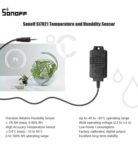 Imagem 5 de 7 de Sonoff Si7021 Sensor Temperatura E Umidade Para Th10 E Th16