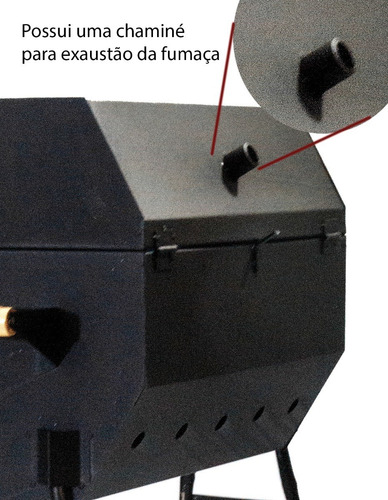 Churrasqueira Portátil Carvão A Bafo Big C/ Chaminé + Brinde