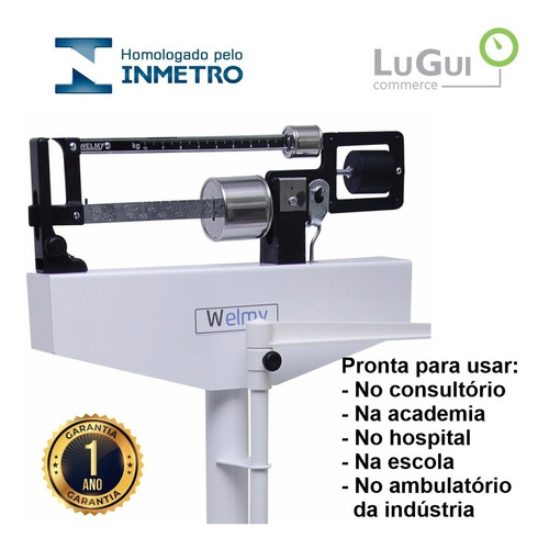 Imagem 3 de 7 de Balança Mecânica Profissional Medica 150kg 110ch Welmy