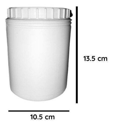 Imagen 2 de 10 de Potes Plasticos 1000 Cc En Pead Blanco X 65 Un.