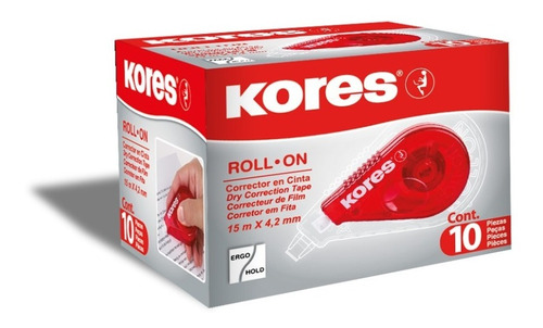 Corrector De Escritura En Cinta Kores Roll-on X 10 Unidades