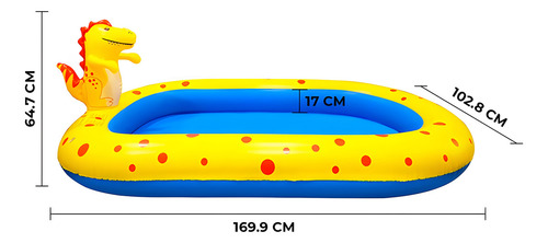 Alberca Inflable Con Aspersores Figura Dinosaurio 170x103cm