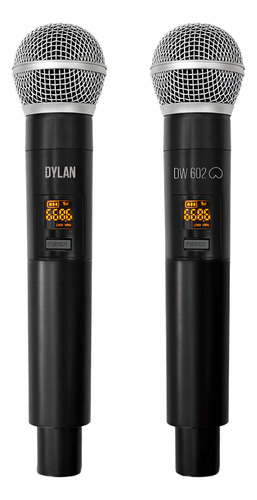 Microfone Sem Fio Duplo Dylan Dw-602 Cardioide