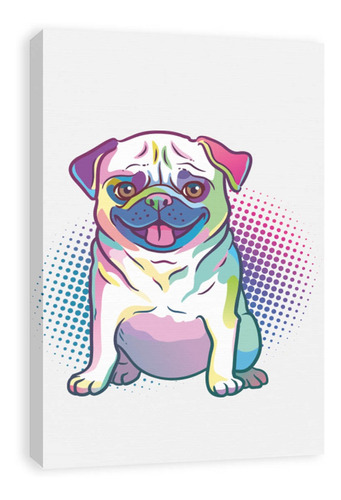 Cuadro Decorativo Canvas Pug Mascota Dibujo Pop Art 120x80