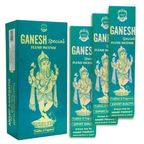 Caja especial de incienso de Anand Ganesh con 12 cartuchos de 25 g de la fragancia especial Ganesh