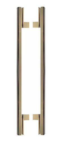 Puxador Para Porta Living Gold Dourado Zen Duplo 80 Cm Brilh