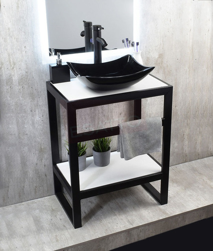 Esatto® Mueble Baño Negro Lavabo Llave Desagües Tec Stylo N 