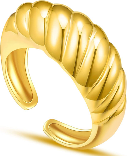 Anillos Gruesos De Croissant Chapados De Oro De 18k Para Hom