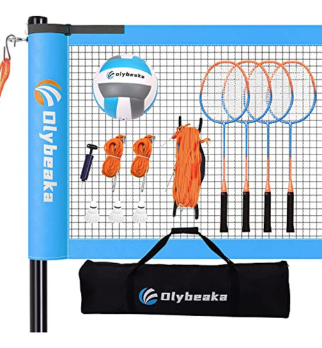 Outdoor Volleyball Badminton Combo Set With Net,