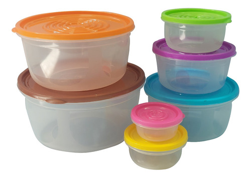 Set 7 Tupper Redondo Colores Hd231019