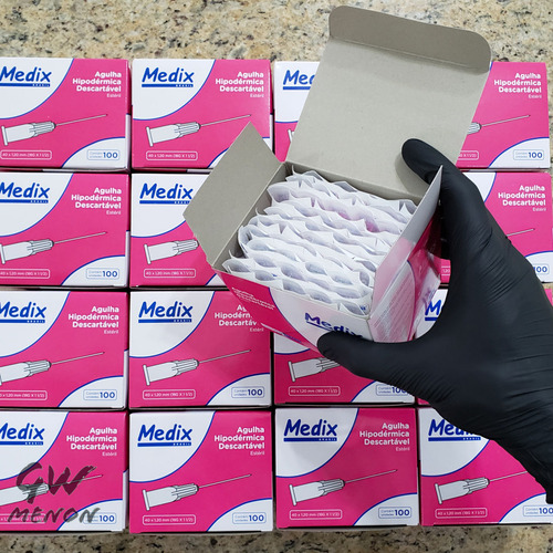Caixa 100 Agulha Hipodermica Rosa 18g 40x12 Mm Seringa Luer Capacidade Em Volume 1 Ml