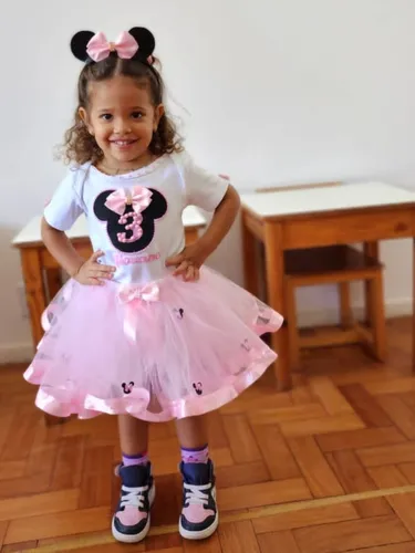 Roupa De Festa Minnie Rosa Ou Vermelho 1 Ano Tutu Parcelamento