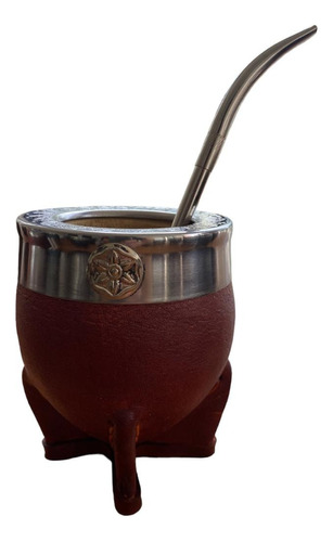 Mate Imperial Cuero Virola Alpaca + Bombilla Regalo Premium 