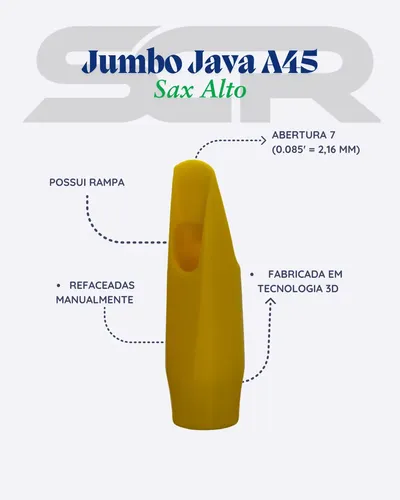 Boquilha Compatível Vandoren Jumbo Javaa45 Sax Alto Completa