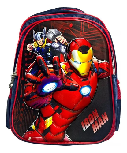 Mochila Iron Man Escolar Primaria Cierres Reforzados