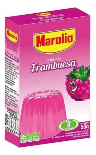 Pack X 12 Unid Gelatina Frambuesa 50 Gr Marolio Gelatinas