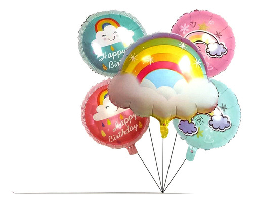 Bouquet Kit De Globos Arcoiris 4 Globos Tematica Arcoiris