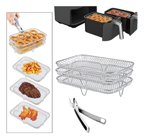 . Accesorios For Freidora De Aire En Rack Apilable De Tres