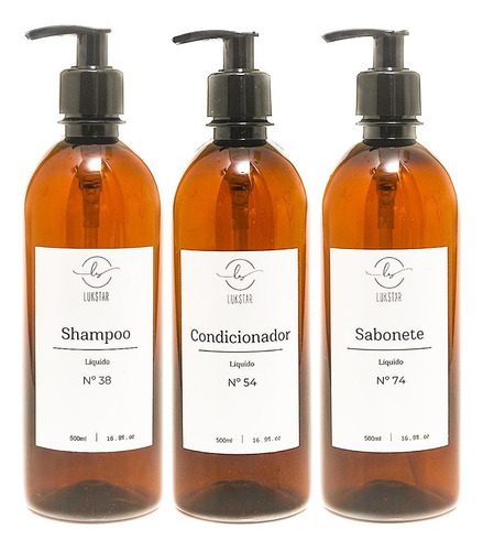 Kit Frasco Ambar 3 Pçs Shampoo Condicionador Sabonete Luxo