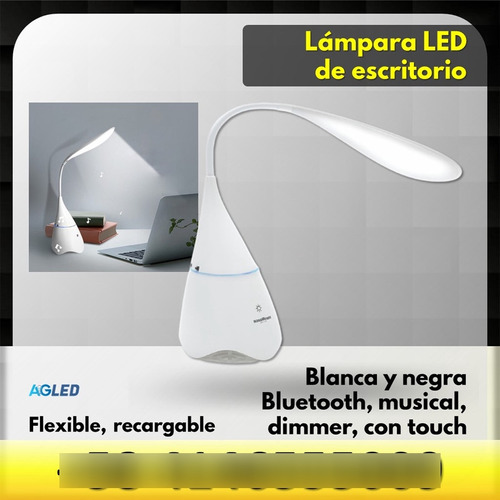 Lampara Led De Escritorio Flexible Bluetooth Musical Negra