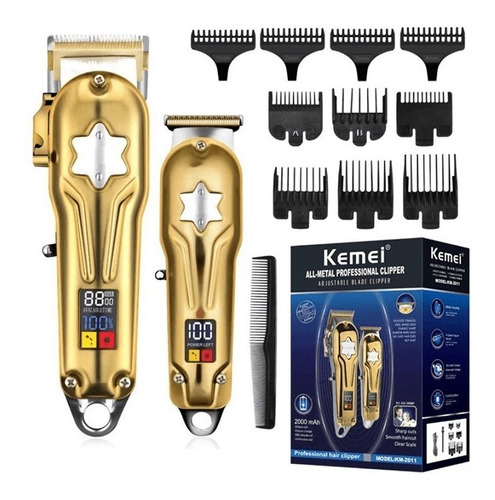 Pack Maquina Corta Pelo + Trimmer De Cabello 2en1 Metalica