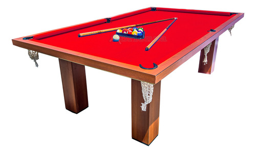 Mesa Pool Profesional Cedro + Tapa Multifunción + Accesorios Paño Rojo