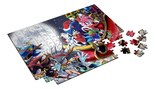 Quebra Cabeça Personalizado Sonic Natal 48 Peças