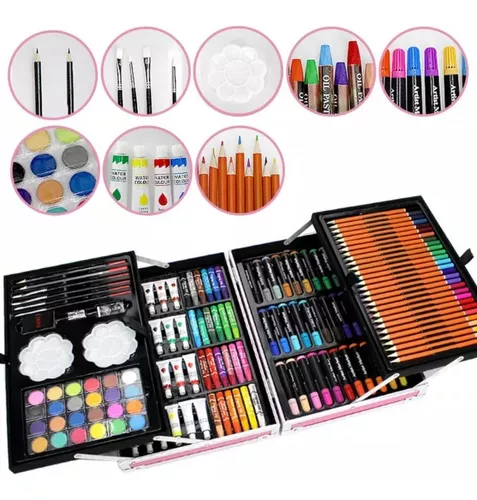 Set De Arte Profesional 145 Lápices Colores Dibujo Kit