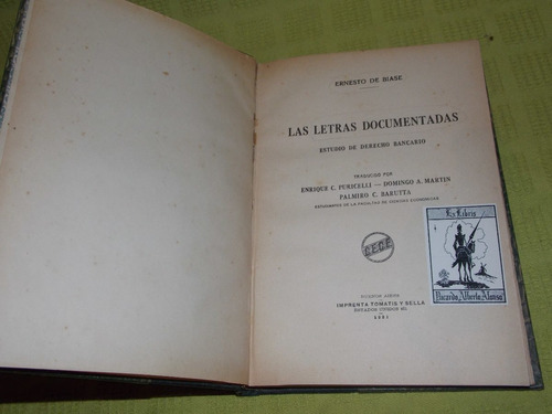 Las Letras Documentadas - Derecho Bancario- Ernesto De Biase