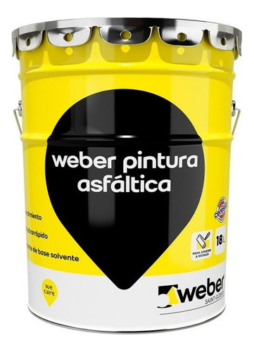 Pintura Asfáltica Impermeable Solvente Weber 18 L Pintumm