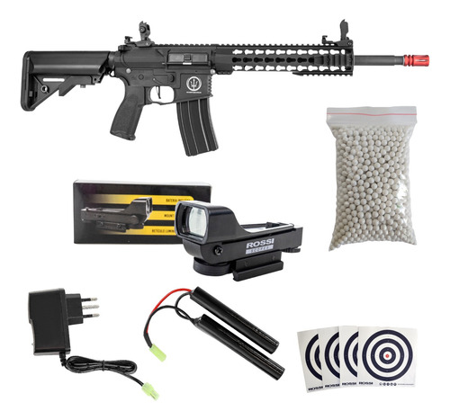 Rifle Airsoft Fuzil Elétrico Ar15 Neptune 10  Rossi + Reddot