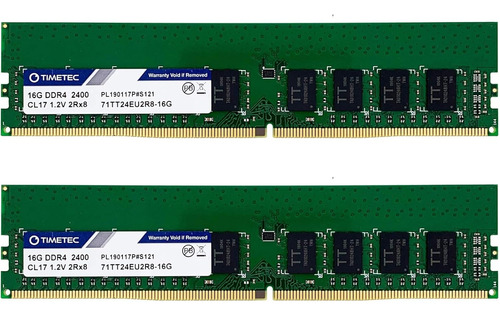 Memoria Ram 32gb Timetec Hynix Ic Kit (2x16gb) Ddr4 2400mhz Pc4-19200 Unbuffered Ecc 1.2v Cl17 2rx8 Dual Rank 288 Pin Ud