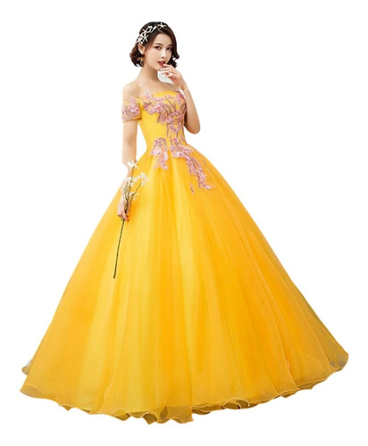 Vestido De Quinceañera Hermoso Barato Color Amarillo