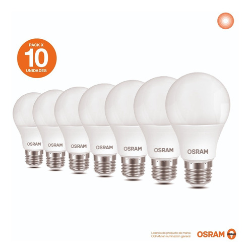 Imagen 1 de 6 de Pack X 10 Lámpara Led Osram 12w Luz Calida E27