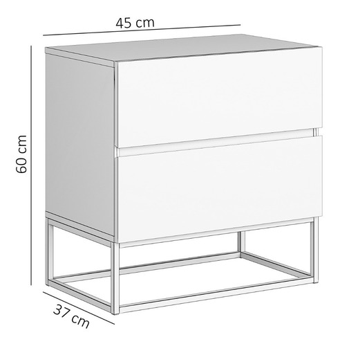 Mesa De Cabeceira Eros 45 2 Gavetas Exclusivo Base Preta Cor Cinza/preto