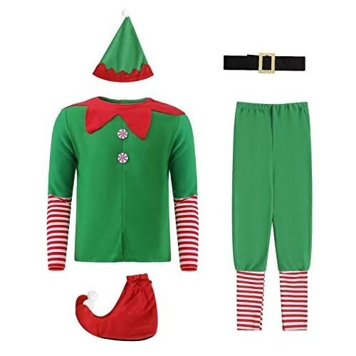 Audmsier Elf Cosplay Christmas Children For Boys Dress Set C