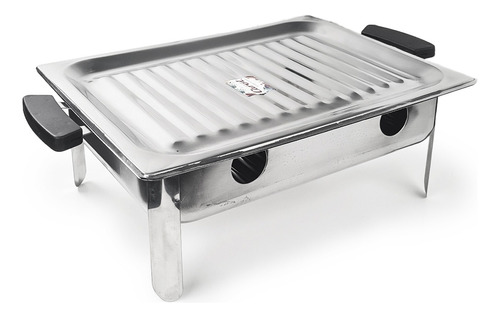 Brasero De Mesa Parrilla Acero Inoxidable Carol Con Asas