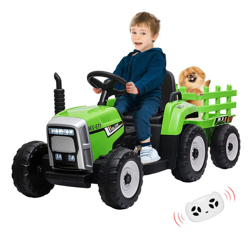 Tractor De 12 V Con Remolque Y Control Remoto, Vehiculo Elec