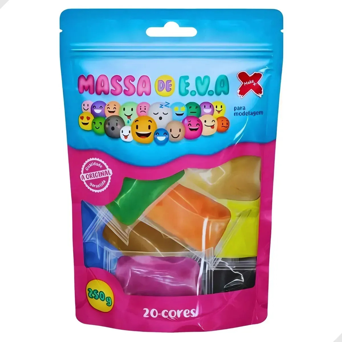 Massa de biscuit Make+ Eva Para Modelagem 20 Cores do 250g - Colorido