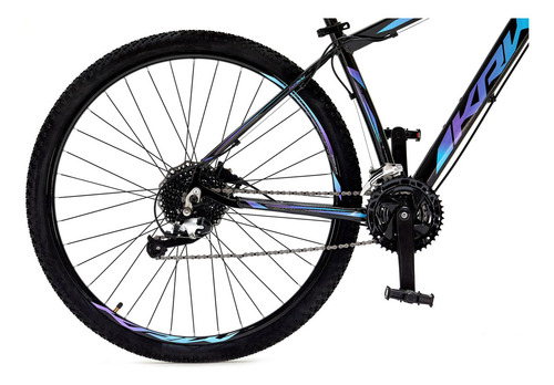 Bicicleta Aro 29 Krw Alumínio 27vel Hidráulico Com Trava S9 Cor Preto/Azul e Roxo