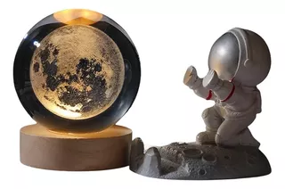 Lámpara De Noche Astronautas Led 3d Luna Bola De Cristal