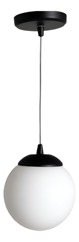 Colgante 1 Luz Elyn Negro Globo Vidrio 15cm Opal Satinado