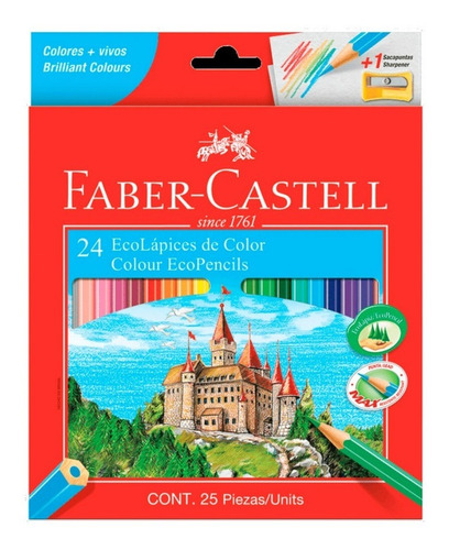 Lapices Faber Castell 24 Ecolápices De Color + Sacapuntas
