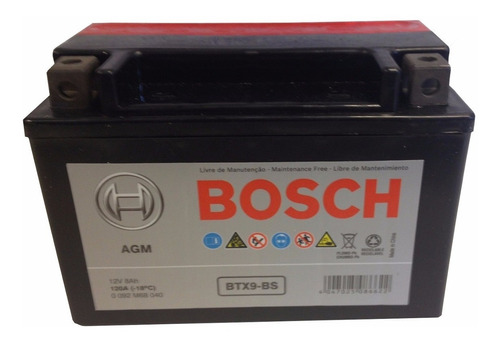 Bateria Bosch Ytx9 Bs Btx9 Gel Duke Ns 200 Agm Gel Fas Motos