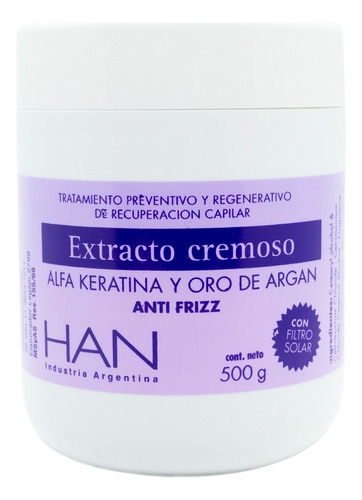 Extracto Cremoso Mascara Capilar Keratina Argán 500g