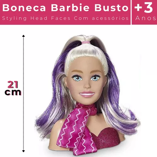 Boneca cabeca busto barbie com acessorios p pentear maquiar 21