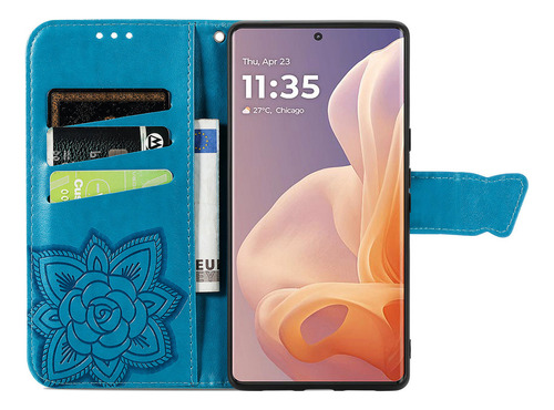 Funda Tipo Cartera Emboss Butterfly Para Motorola Con Tapa